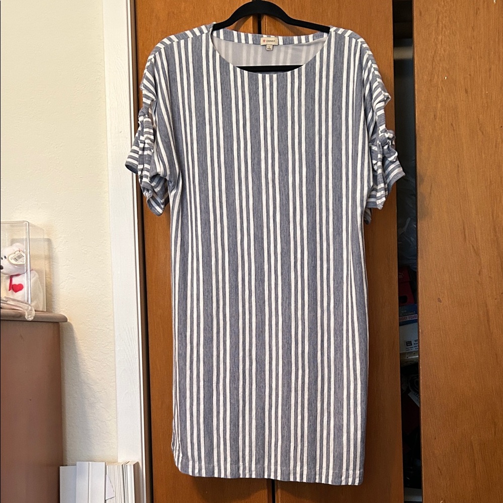 Daniel Cremieux Blue and White Striped Midi Dress